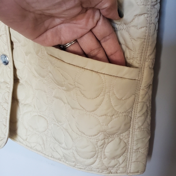 Coach Beige Cream Monogram Quilted Signature Coat Jacket Womens Size XS - Picture 5 of 14
